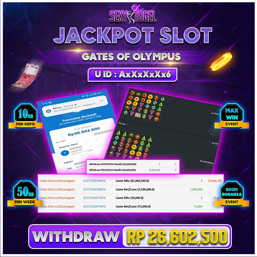 SEXYTOGEL JACKPOT SLOT GATES OF OLYMPUS Rp.26.602.500.,-LUNAS